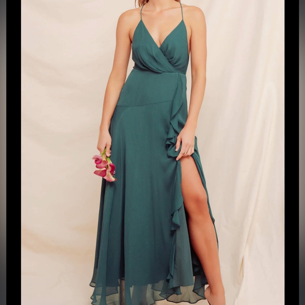 ASTR the label holland dress maxi emerald green small NWT